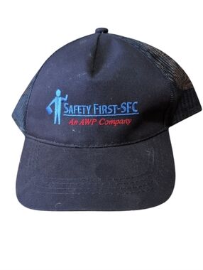 Safety First SFC Trucker Hat Snapback Black Mesh AWP Company Workwear Cap